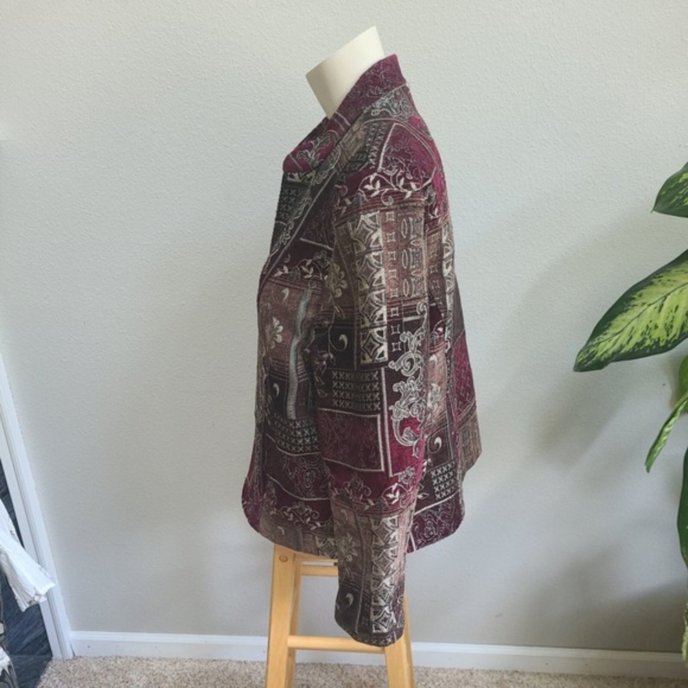 Dressbarn‎ Jacket Womens Plus 18/20 Red Floral Tapestry Long Sleeve Blazer - Picture 4 of 8